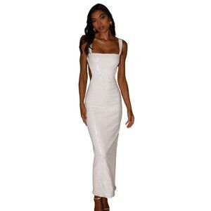 Meshki Adoria Sequin Cut Out Maxi Dress - White